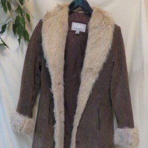 WIlson Maxima Leather Coat w/Faux Fur Trim